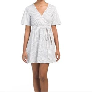 Faux wrap polka dot dress